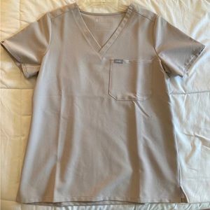 Figs One Pocket Scrub Top - Tan/Beige